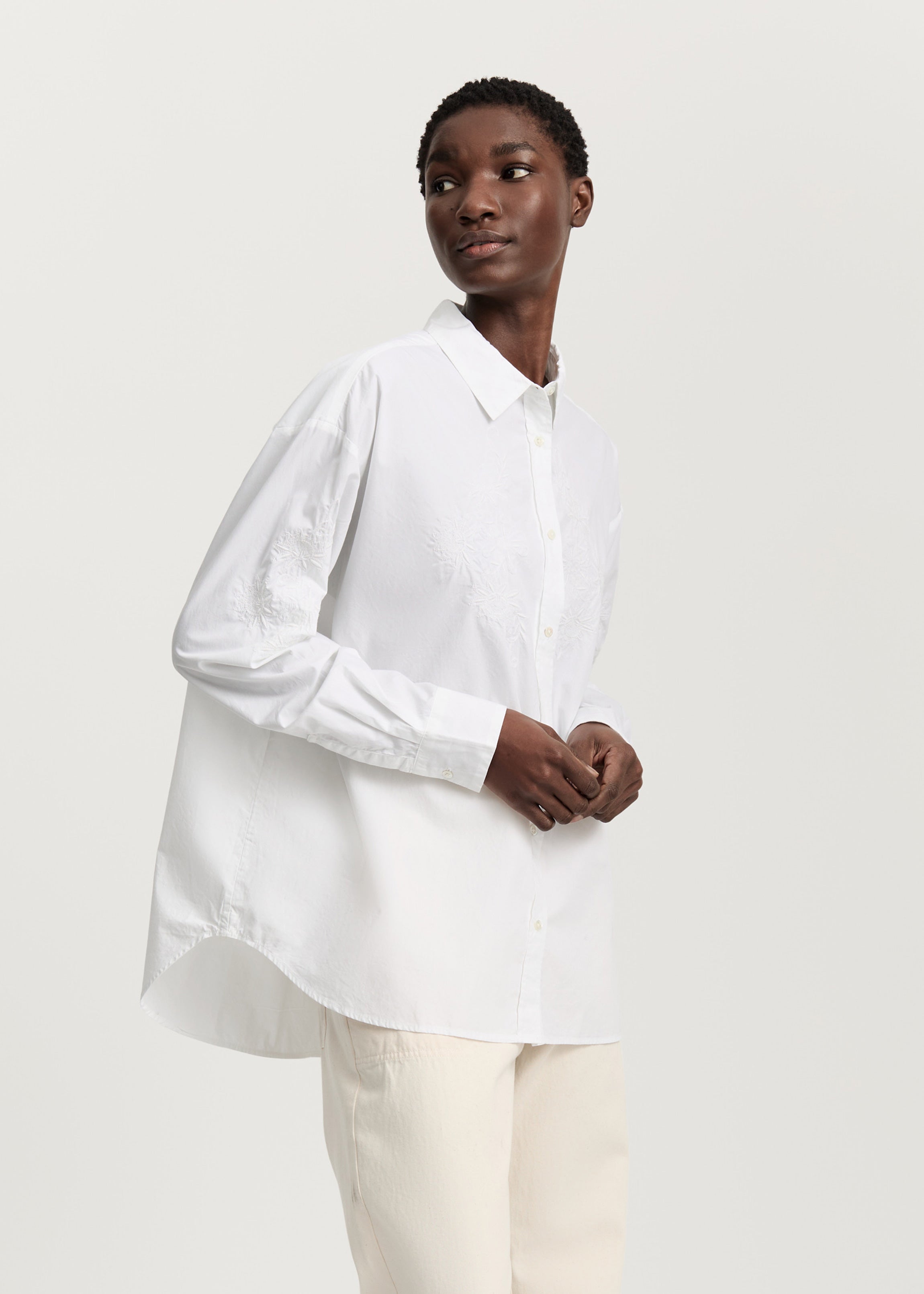 Shirt embroidery | White