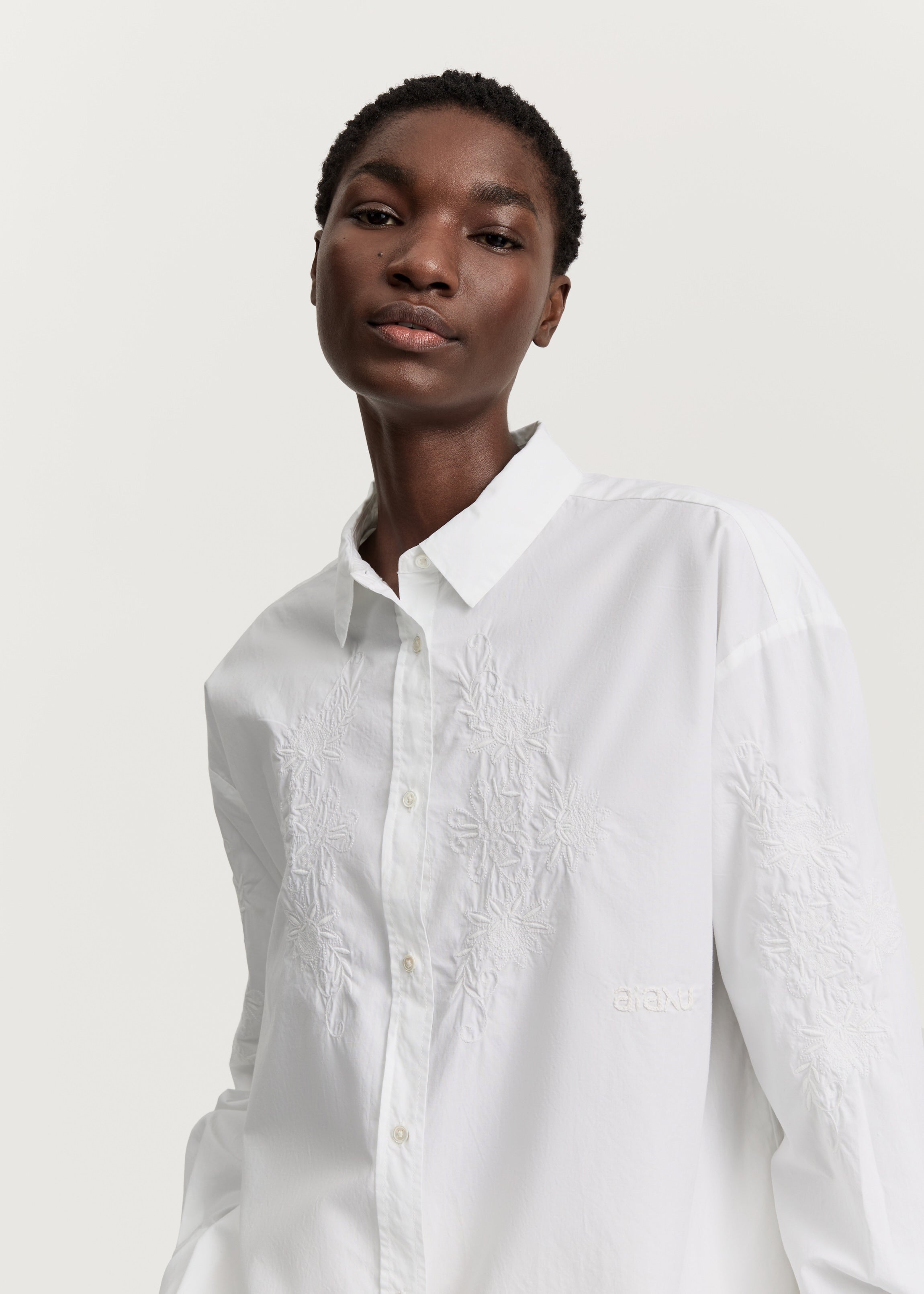 Shirt embroidery | White