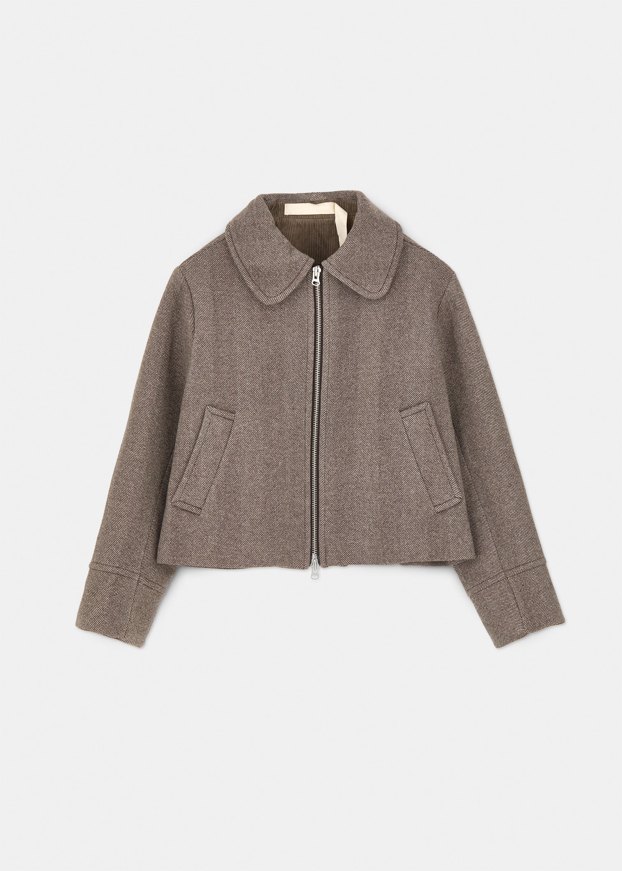 Short wool jacket | Herringbone