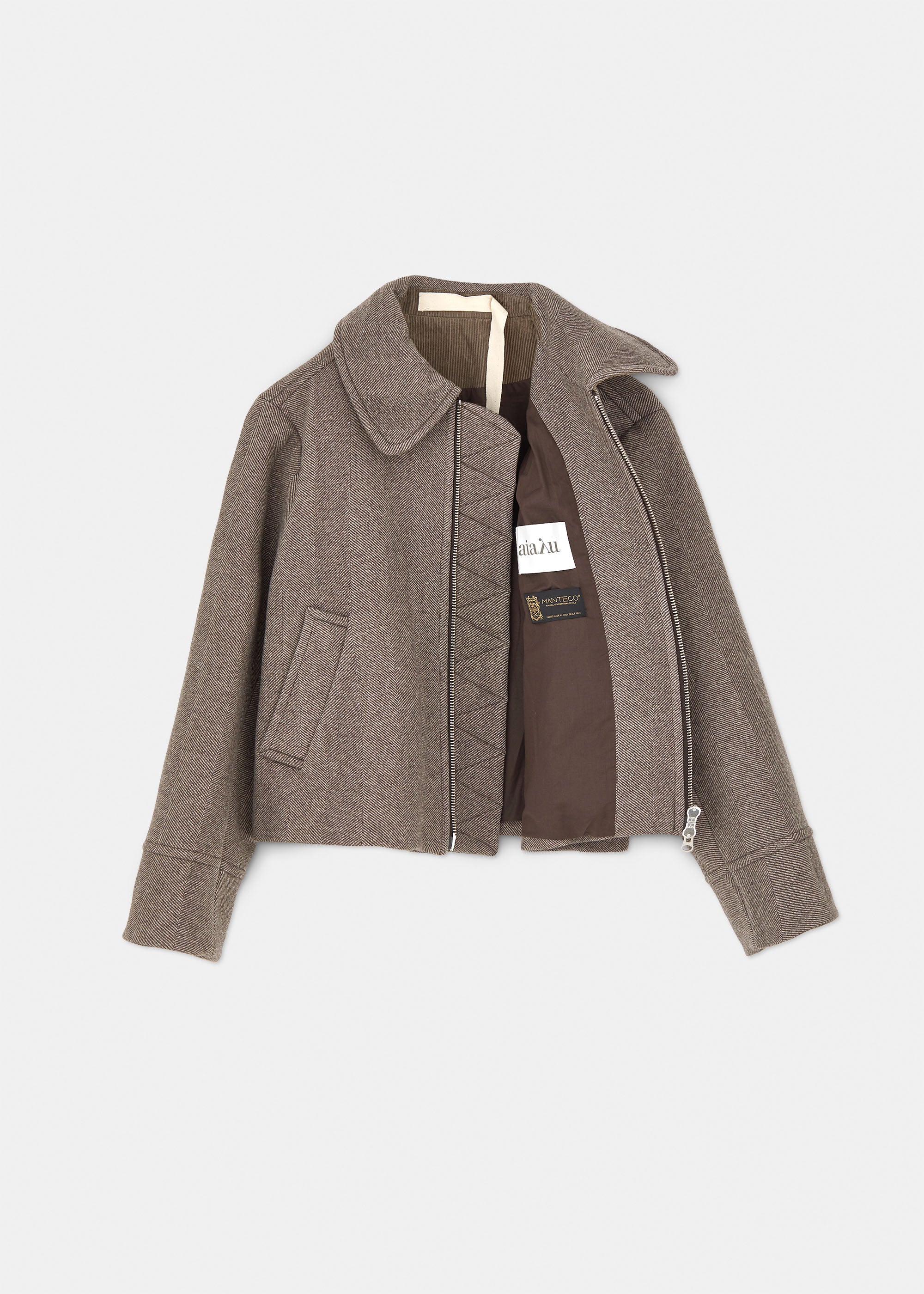 Short wool jacket | Herringbone