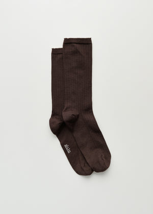 Silk rib socks | Walnut Socks aiayu