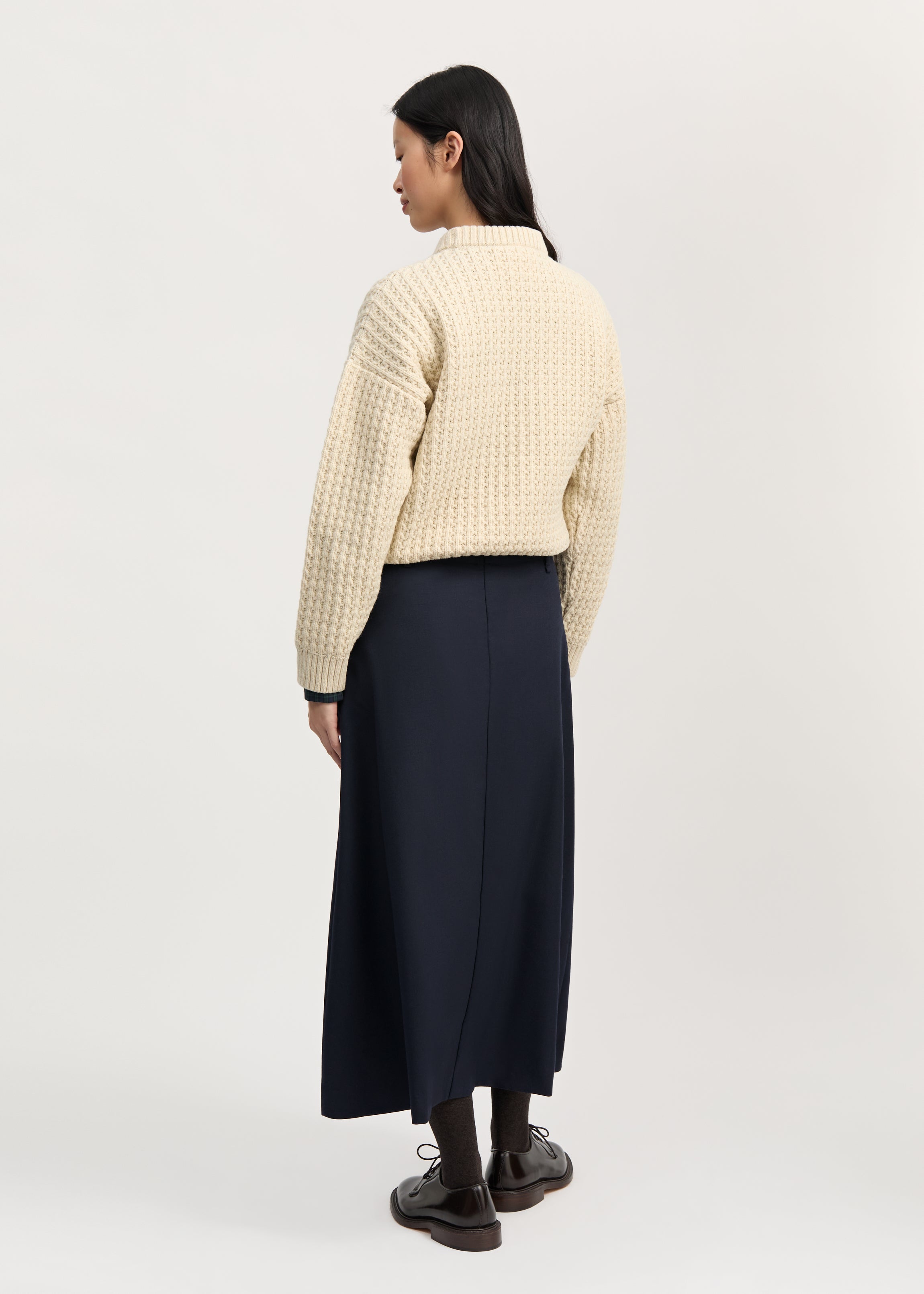 Stella skirt fine wool | Black navy Skirt aiayu