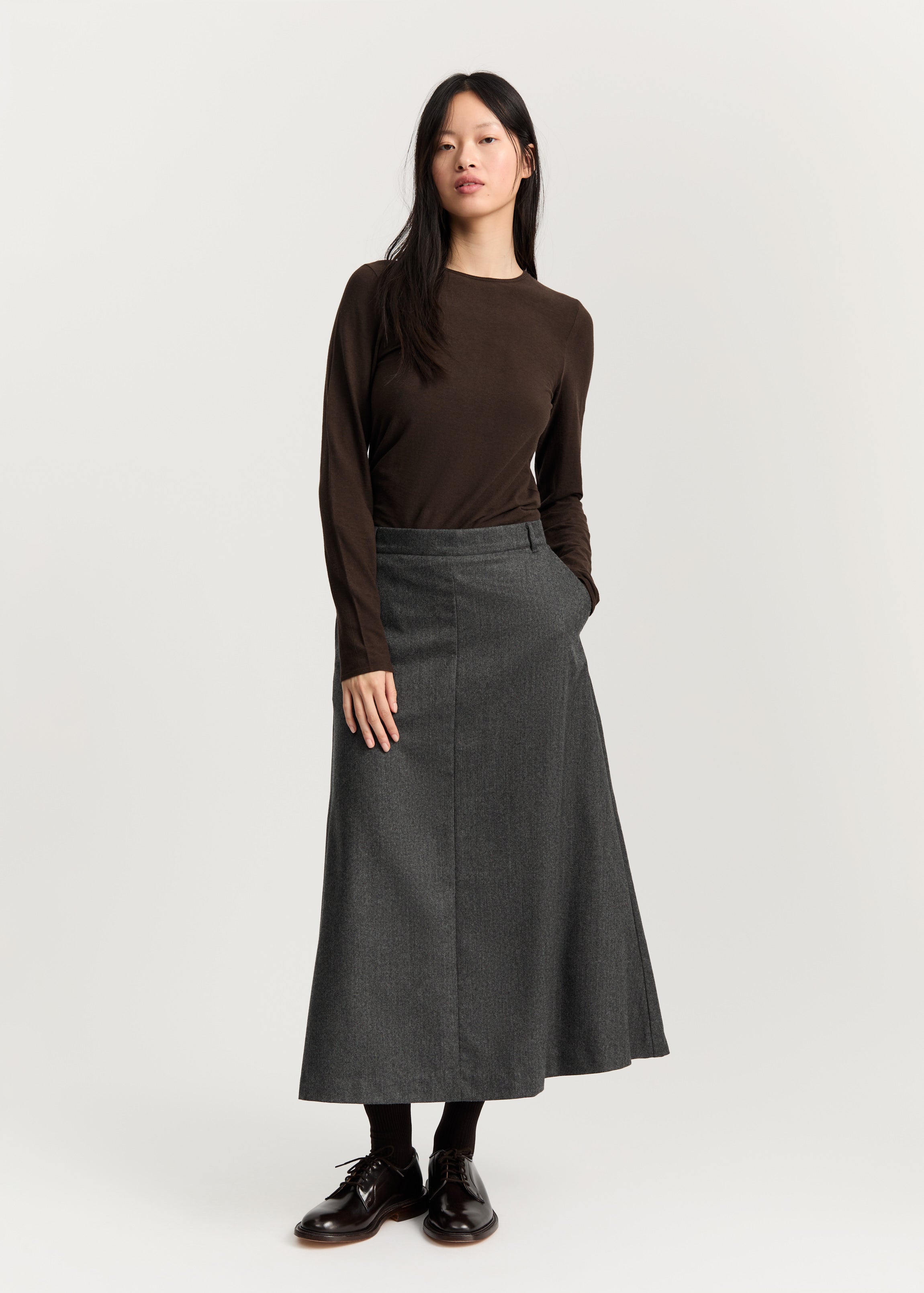 Stella skirt – fine wool | Dark Grey Skirt aiayu