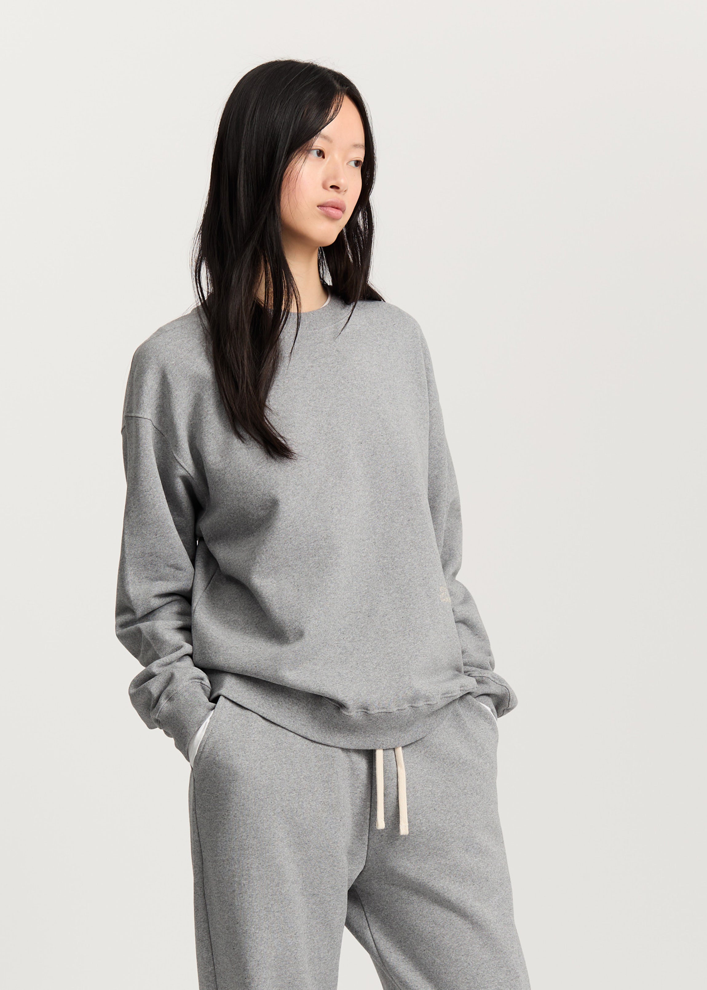 Stitched circular sweatshirt | Grey Melange Sweatshirt aiayu