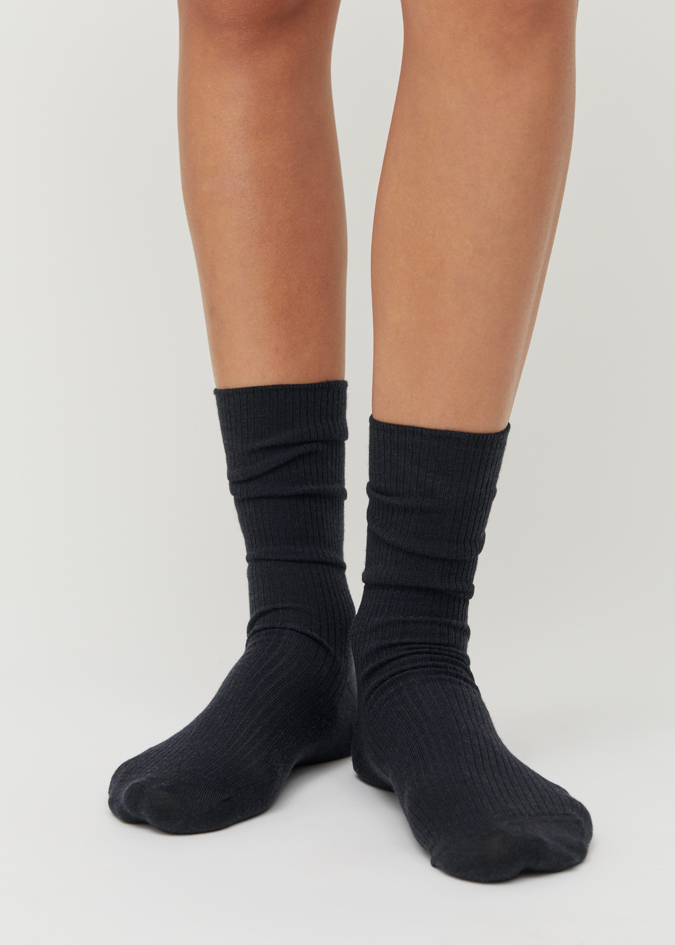 Wool rib socks | Black