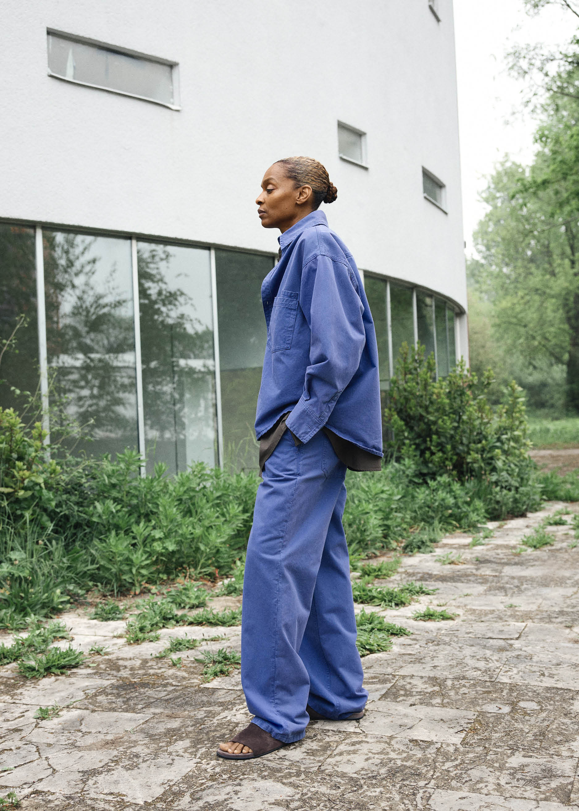 Carlo midwaist wide cotton | Washed French Blue